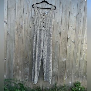 Vintage Blue romper floral‎ size large brown cream cottagecore fall jumpsuit